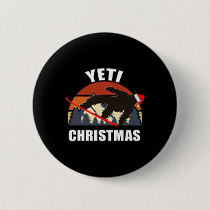 Yeti Christmas - Bigfoot Snowboarding Wearing Red 6 Cm Round Badge
