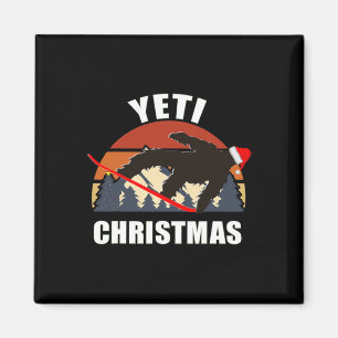 Yeti Christmas - Bigfoot Snowboarding Wearing Red Magnet