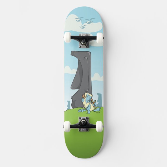 yeti drinking on easter island skateboard (Front)