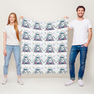Yeti Festive Kawaii Cute Pattern Fleece Blanket