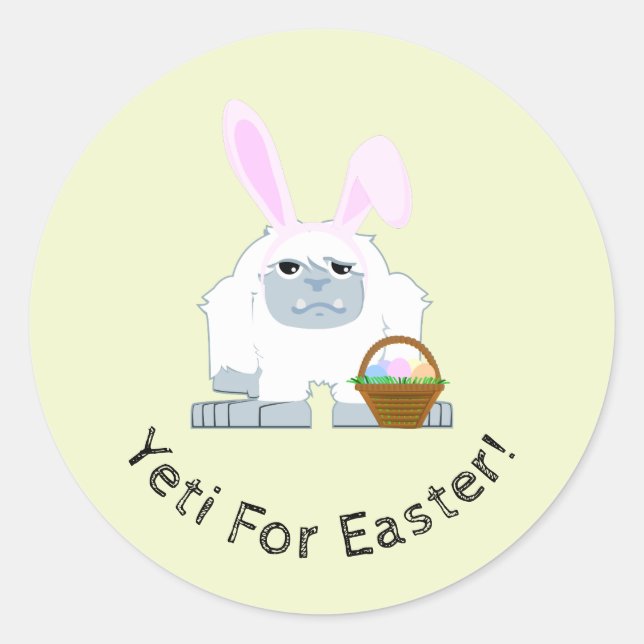 Yeti For Easter Cute Easter Yeti  Classic Round Sticker (Front)