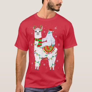 Yeti Lover Xmas Lights Santa Yati Riding Llama Chr T-Shirt