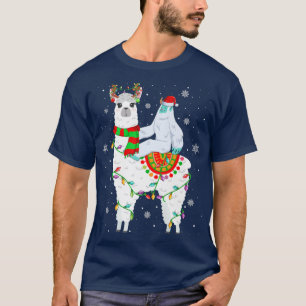 Yeti Lover Xmas Lights Santa Yati Riding Llama Chr T-Shirt