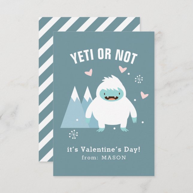 "Yeti or Not" Classroom Valentine Card (Front/Back)