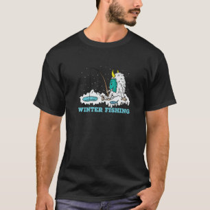 Yeti Polar Bear Ice Fishing in Winter at the Water T-Shirt