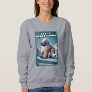 Yeti’s Playground: Funny Snowboarding Sasquatch Sweatshirt