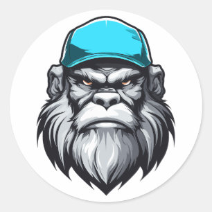 Yeti Sasquatch Bigfoot Grey Grandpa Character Classic Round Sticker