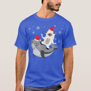 Yeti To Party Shark Santa Hat Christmas Pajama Xma T-Shirt