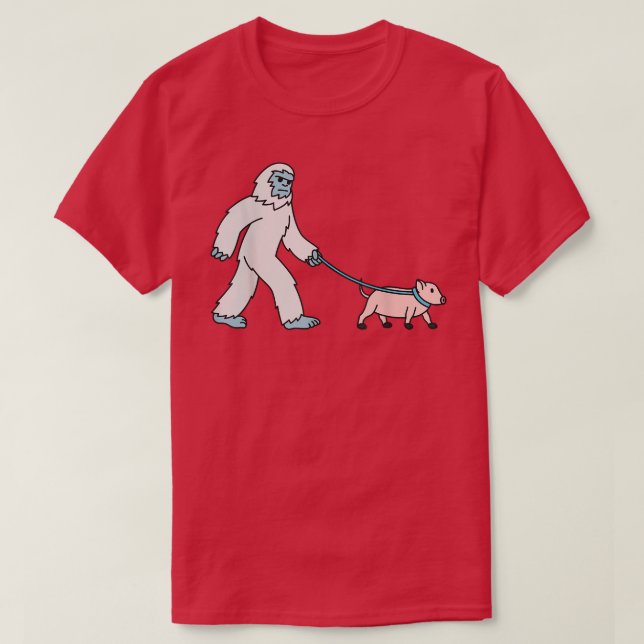 Yeti Walking Mini Pig Cryptozoology Pet 5775  T-Shirt (Design Front)