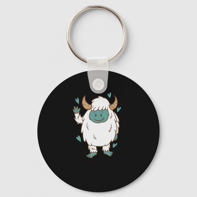 Yeti winkt Schneemensch Kreatur Fußspuren Key Ring (Front)