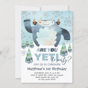 Yeti winter boy birthday invite, Yeti invitation. Invitation