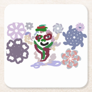 Yeti winter rock square paper coaster