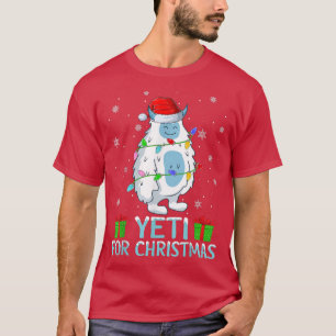 Yeti Xmas Lights Santa Hat Yeti For Christmas  T-Shirt