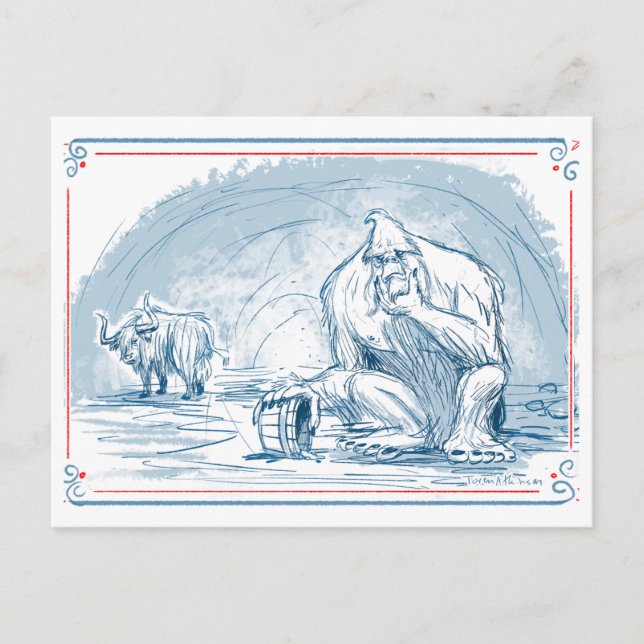 Yeti Yearns for Yak Yogurt Holiday Postcard (Front)
