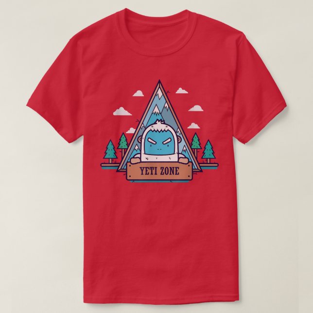 Yeti Zone Mountains Snow Cold Forest  T-Shirt (Design Front)