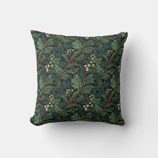 Yew Twigs and Mistletoe Throw Pillow (Front)