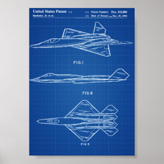 YF-23 Aeroplane Patent - Blueprint Poster