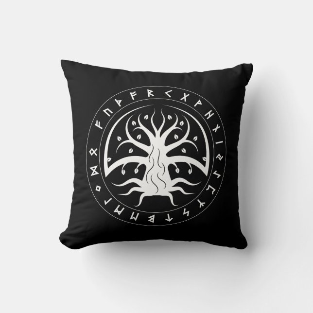 Yggdrasil Circle Runes Throw Pillows (Front)