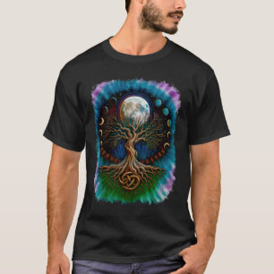 Yggdrasil Norse Tree Life Moon Phase Viking Celtic T-Shirt