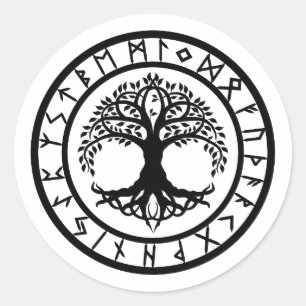 Yggdrasil - Rune Circle Classic Round Sticker