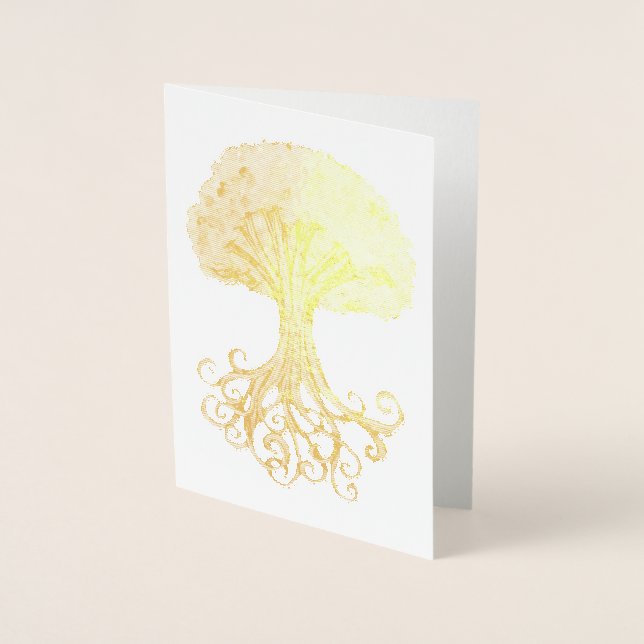Yggdrasil Tree Norse Mythology Watercolor Foil Card (Front)