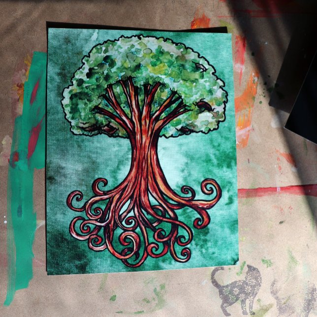 Yggdrasil Tree Norse Mythology Watercolor Poster (Creator Uploaded)