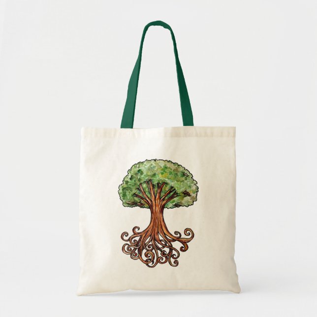 Yggdrasil Tree Norse Mythology Watercolor Tote Bag (Front)