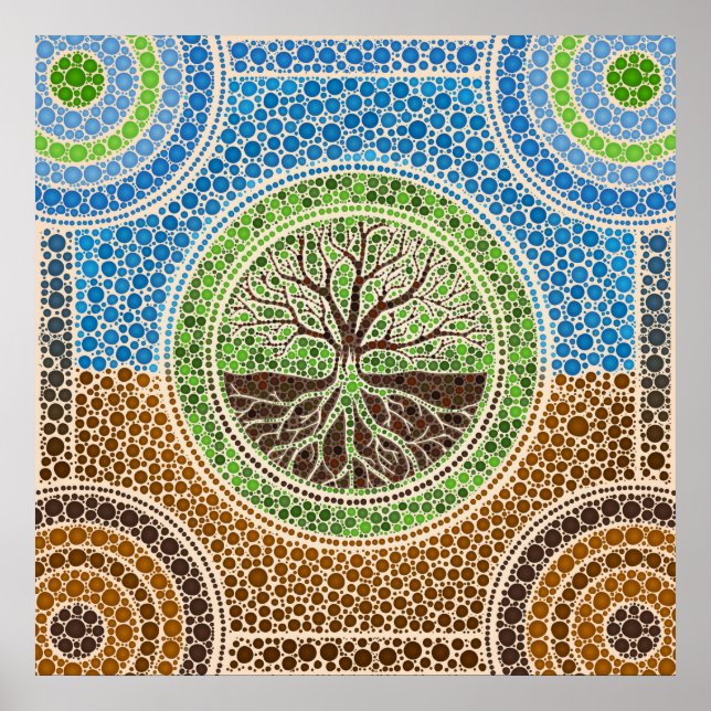 Yggdrasil- Tree of life Dot Art #1 Poster (Front)