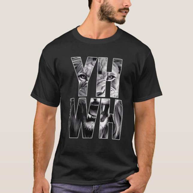 Yhwh Lion Of Judah Yahweh In Hebrew Jesus Christia T-Shirt (Front)