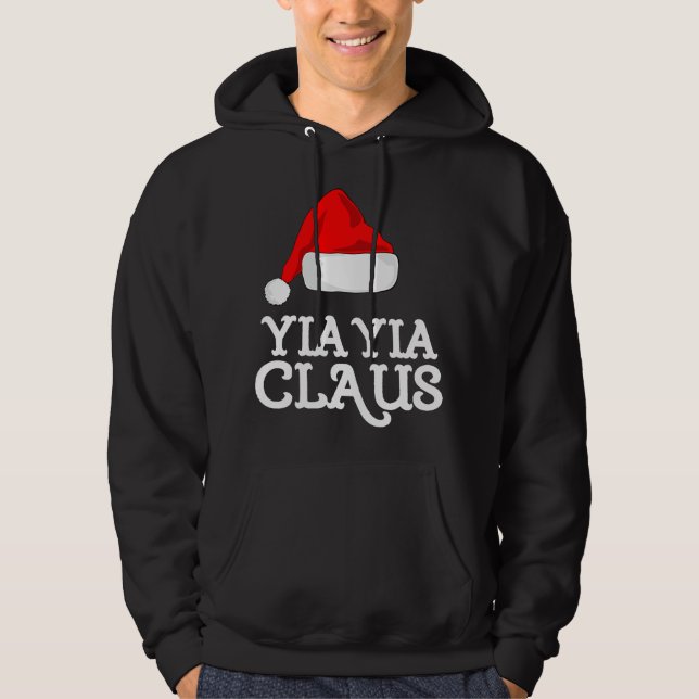 Yia-Yia Claus Christmas Hat Pj Group Matching Paja Hoodie (Front)