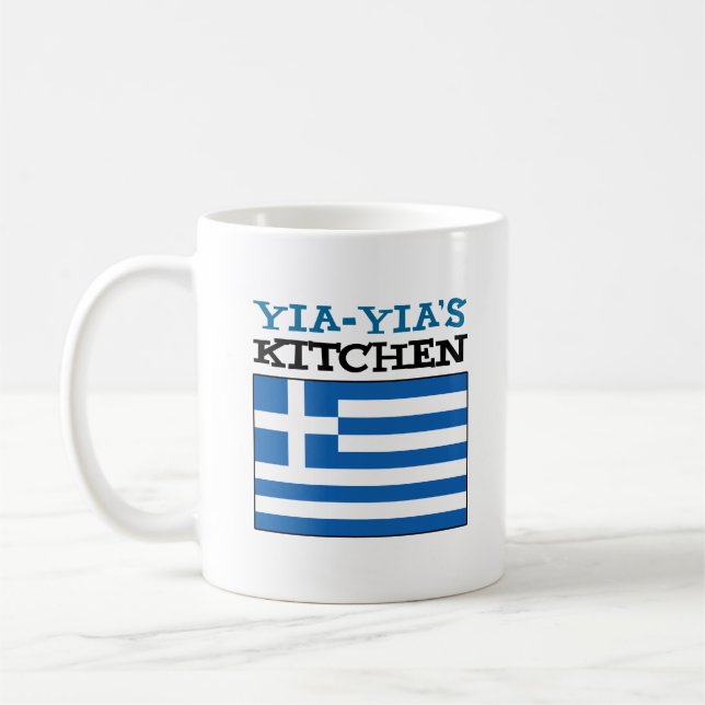 Yia-Yia's Kitchen Flag Of Greece Coffee Mug (Left)