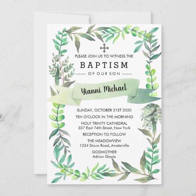 Yianni Baptism Invitation. Invitation (Front)