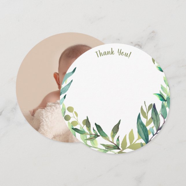 Yianni Round Photo Thank You Card (Front/Back)