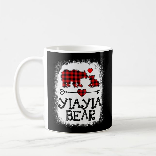 Yiayia Bear Pajama Red Plaid Buffalo Family Coffee Mug (Left)