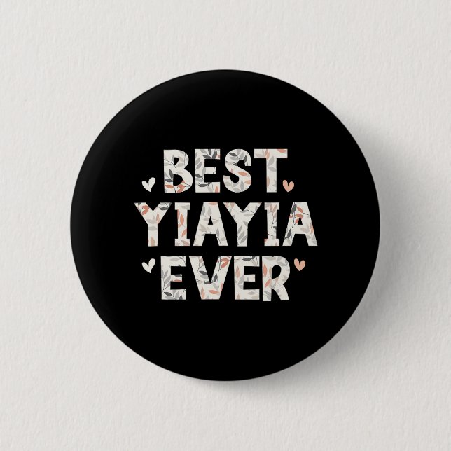 Yiayia Ever Floral Family Love Hearts Yia-yia  6 Cm Round Badge (Front)