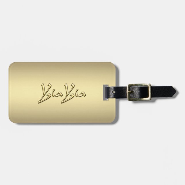 YiaYia Gold Luggage Tag (Front Horizontal)
