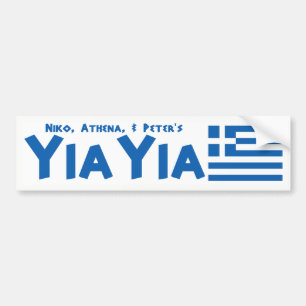 YIAYIA Greek Flag Bumper Sticker (Personalised)