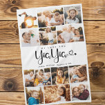 Yiayia We Love you Hearts Modern Photo Collage Tea Towel<br><div class="desc">We love you Yiayia! Cute, modern custom family photo collage kitchen towel to show grandma how much she's loved. We love this hand lettered script design with heart flourishes, making this a heartfelt keepsake gift for a beloved grandparent. Personalise with 12 favourite pictures and your personal message and names. Available...</div>