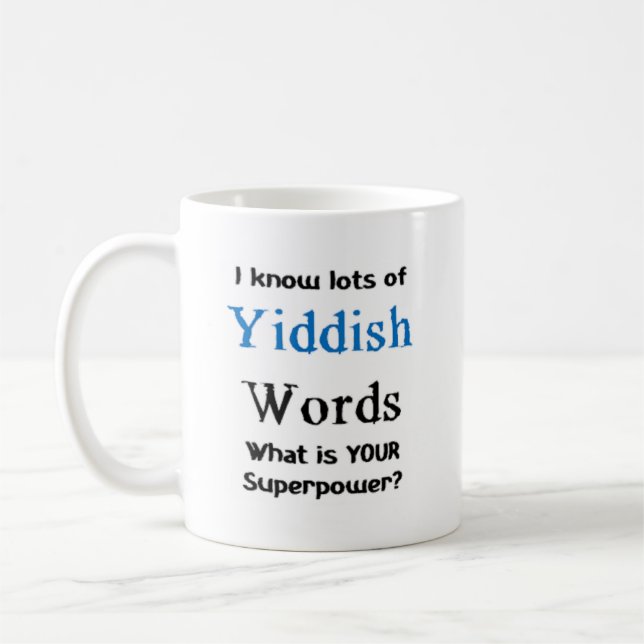 yiddish words coffee mug (Left)