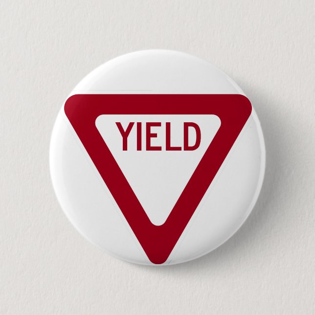 Yield Sign 6 Cm Round Badge (Front)