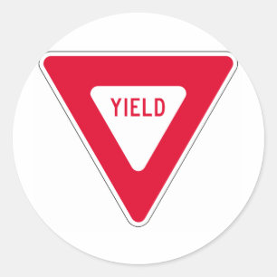 yield sign classic round sticker