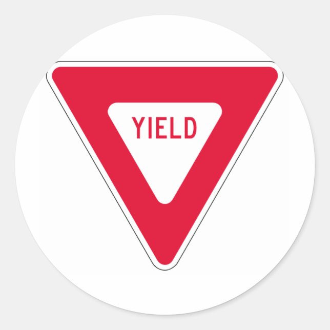 yield sign classic round sticker (Front)