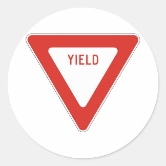 Yield Street Road Sign Symbol Caution Traffic Classic Round Sticker