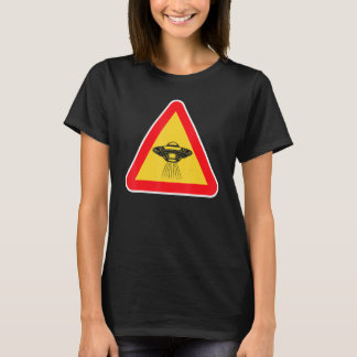 Yield To Flying Saucers Little Green Men Crossing T-Shirt