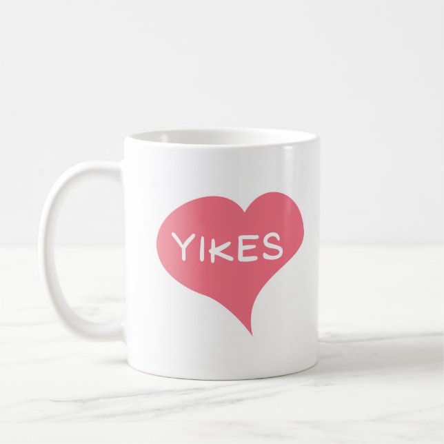 YIKES Pink Love Heart Coffee Mug (Left)