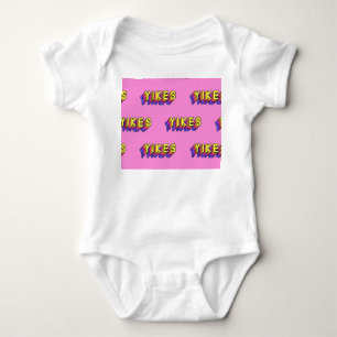 Yikes Words: Pink Vintage Wallpaper. Baby Bodysuit