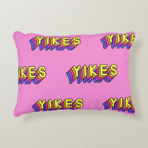 Yikes Words: Pink Vintage Wallpaper. Decorative Cushion