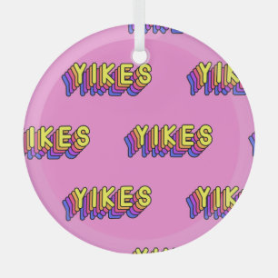 Yikes Words: Pink Vintage Wallpaper. Glass Tree Decoration