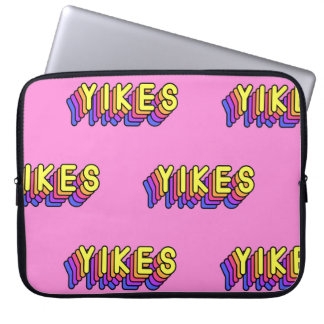 Yikes Words: Pink Vintage Wallpaper. Laptop Sleeve