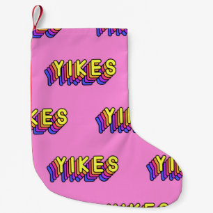 Yikes Words: Pink Vintage Wallpaper. Small Christmas Stocking